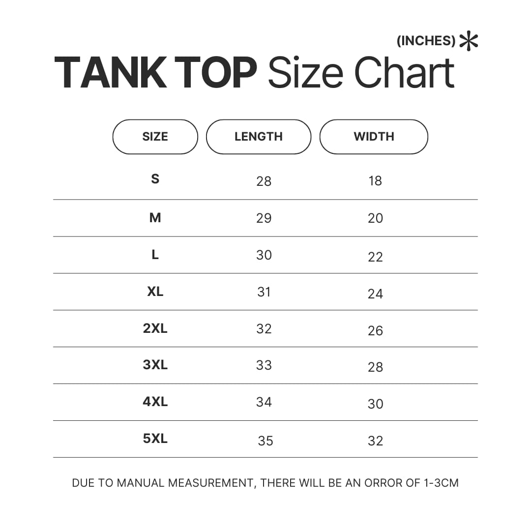 Tank Top Size Chart - Ishura Shop