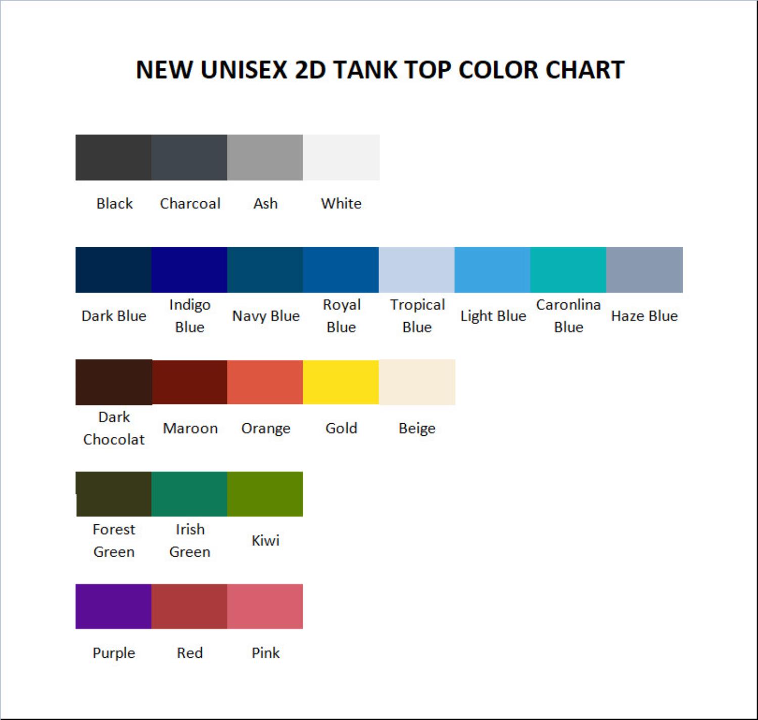 tank top color chart - Ishura Shop
